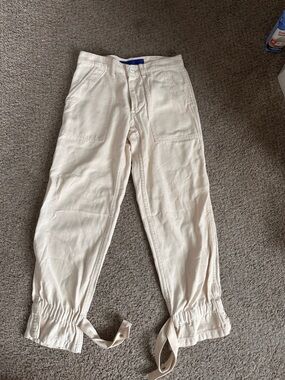 MOTHER Cream Ankle Cropped Jeans